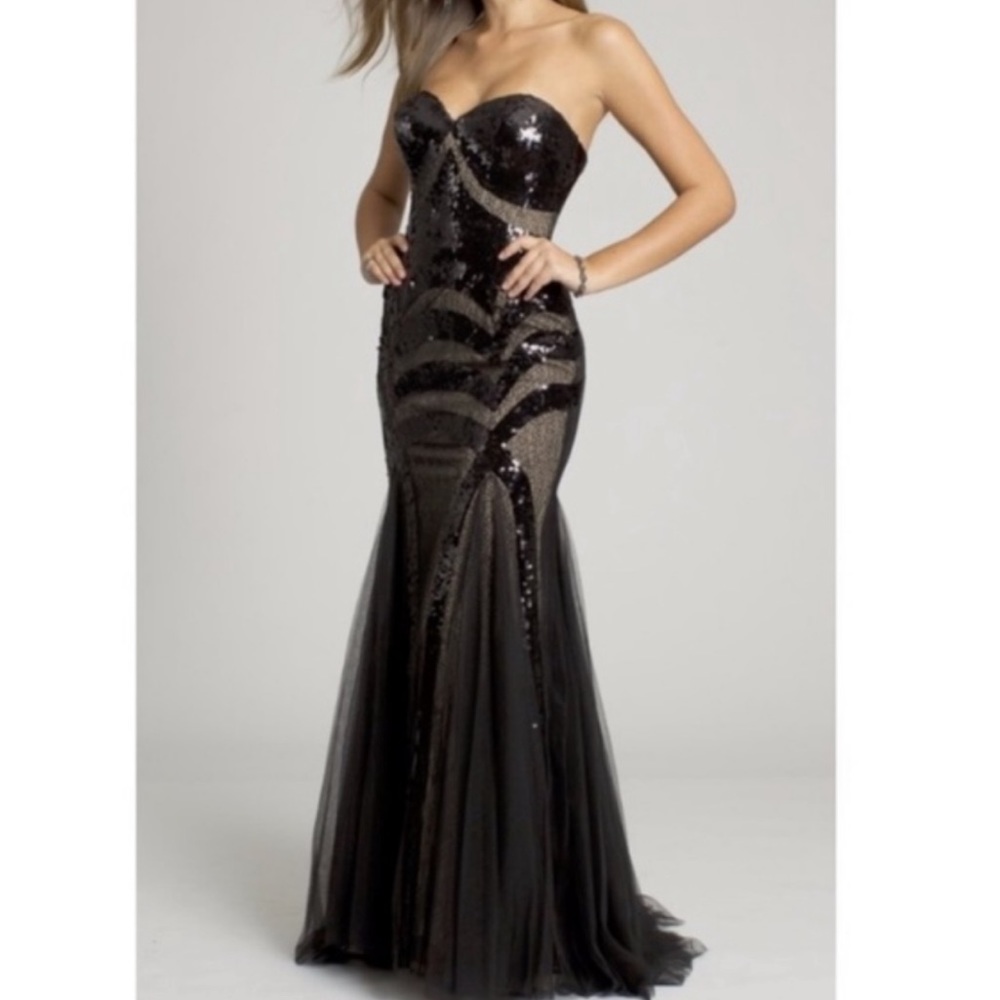 Jovani Black Sequin Mermaid Gown — Black Tie Dress Winter Ball Gown Prom Dress